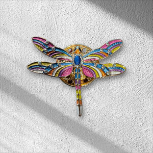 Fashion Gold Tone Multicolor Magnetic Dragonfly Brooch Pin